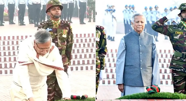 মহান বিজয় দিবসে জাতীয় স্মৃতিসৌধে রাষ্ট্রপতি ও প্রধান উপদেষ্টার শ্রদ্ধা